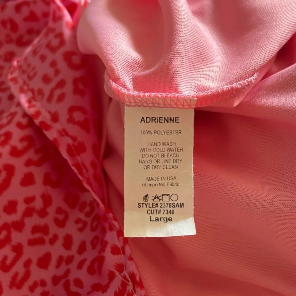 Adrienne Pink Leopard Cheetah Print Long Balloon Sleeve Blouse Top Size Large - Picture 6 of 6